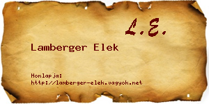 Lamberger Elek névjegykártya